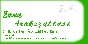 emma arokszallasi business card